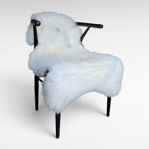 Genuine Sheepskin Rug Light Tan Off-White Narrow 47" x 26"